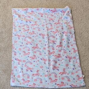 Soft Baby Blanket Unicorn Rainbow Pattern Pink Purple Fleece Nursery Swaddle